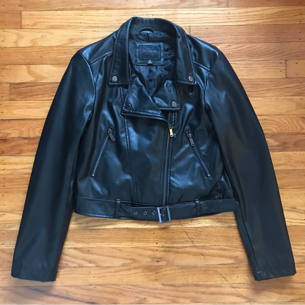 Cropped Faux Leather Jacket